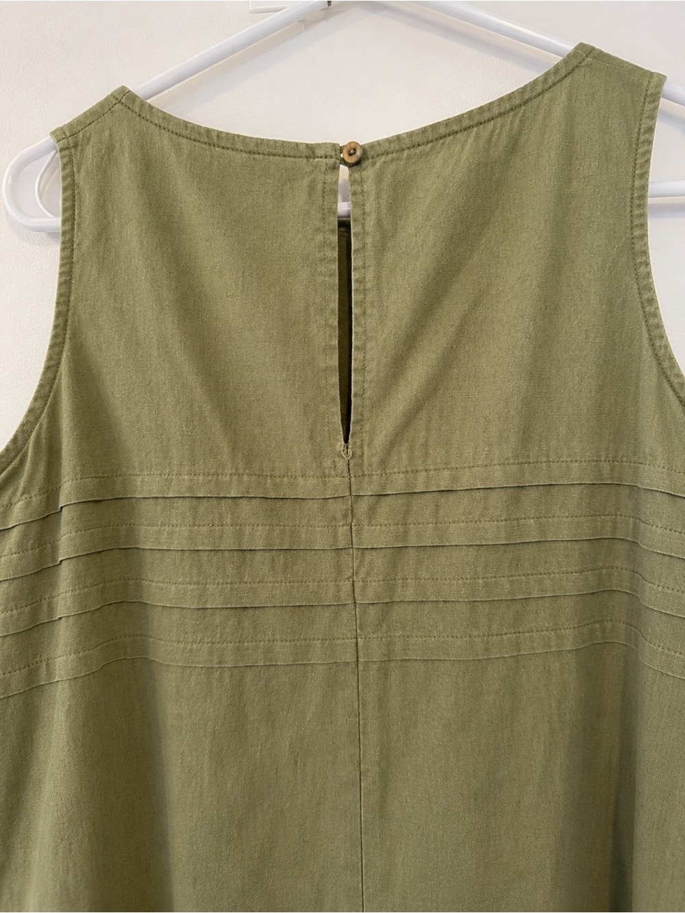 White Stag Linen Blend Olive Green Maxi Dress Large Cottagecore Lagenlook Boho - Picture 3 of 7